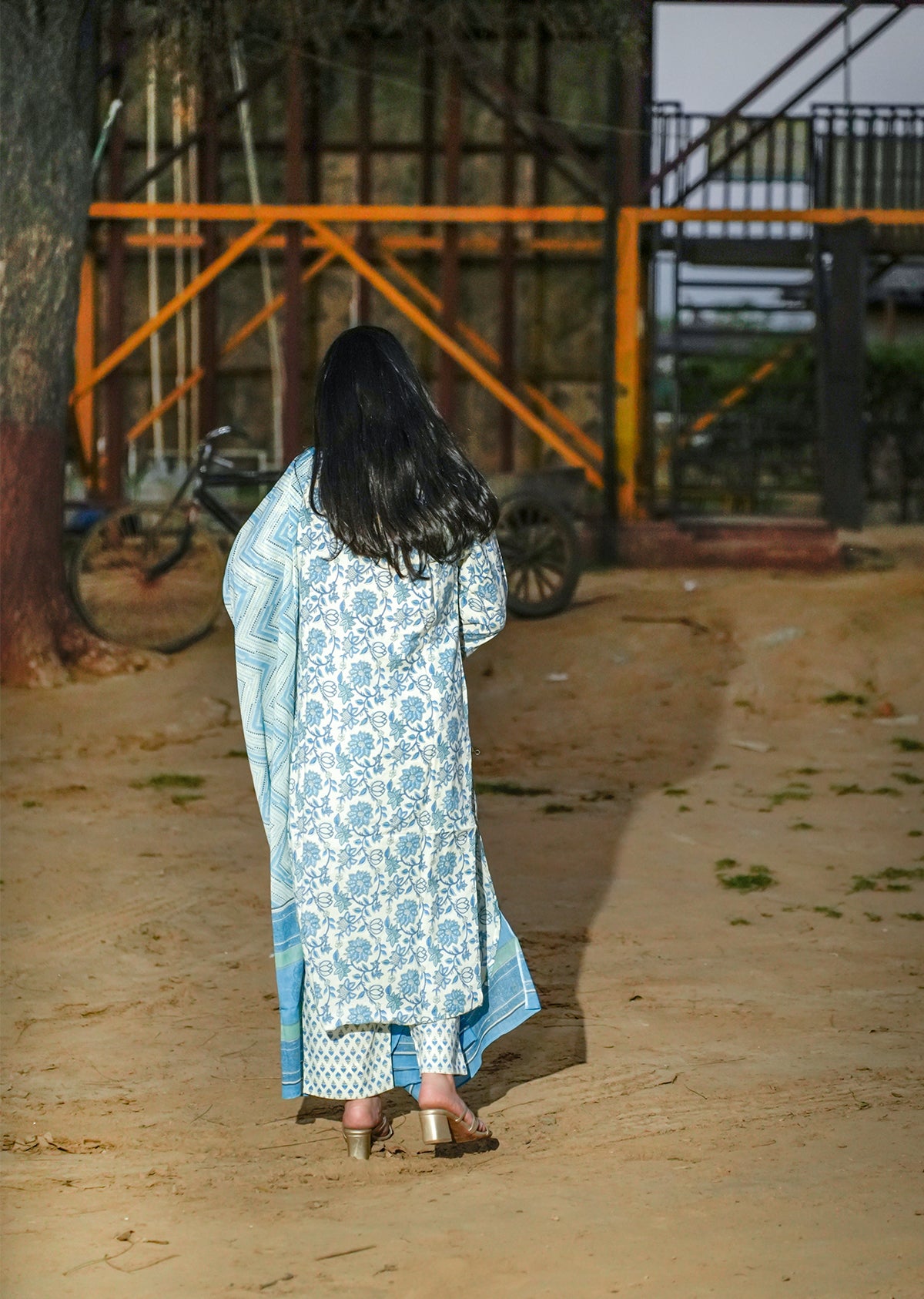 Blue Cotton Kurta Set with Dupatta – Everyday Grace