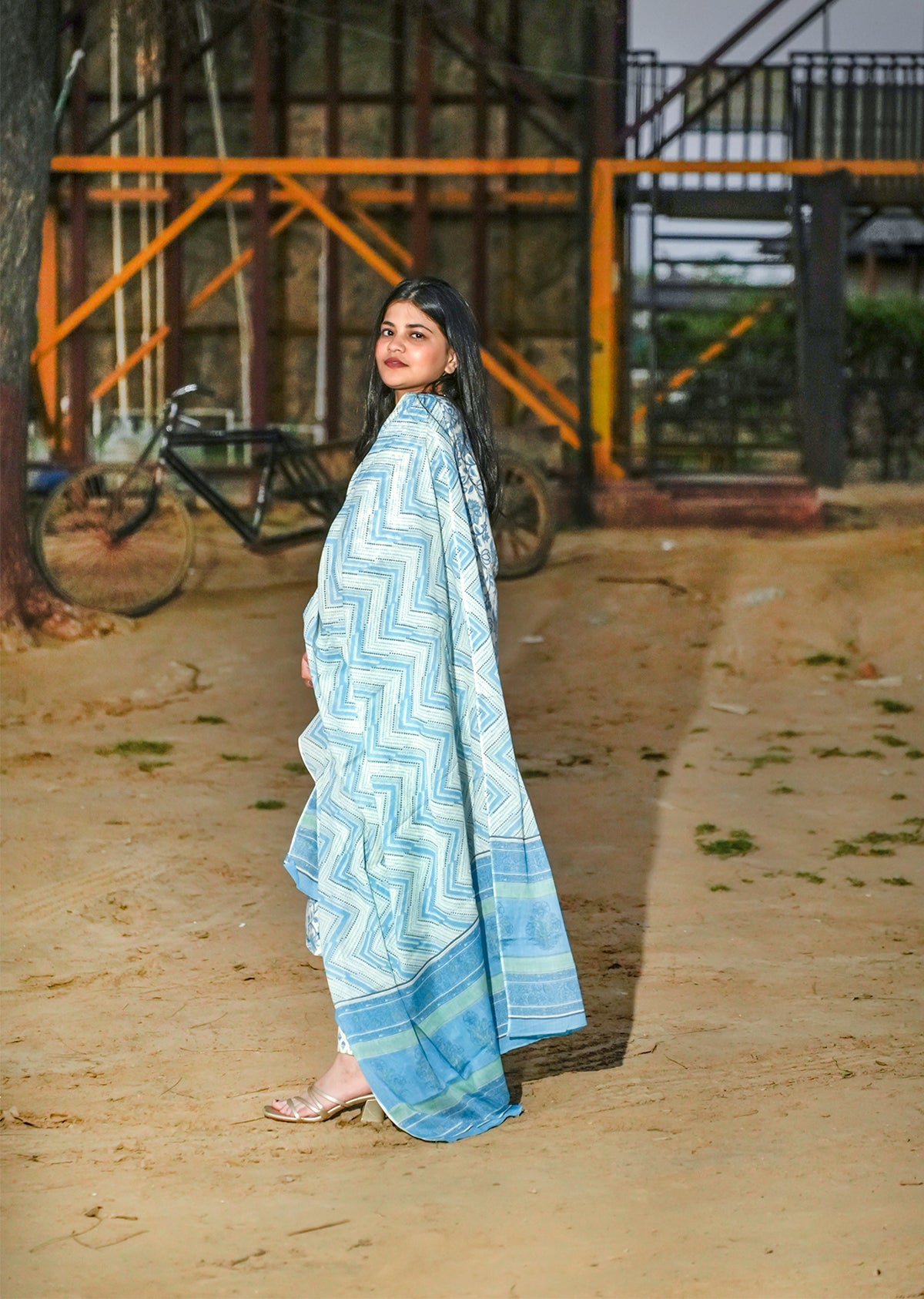 Blue Cotton Kurta Set with Dupatta – Everyday Grace