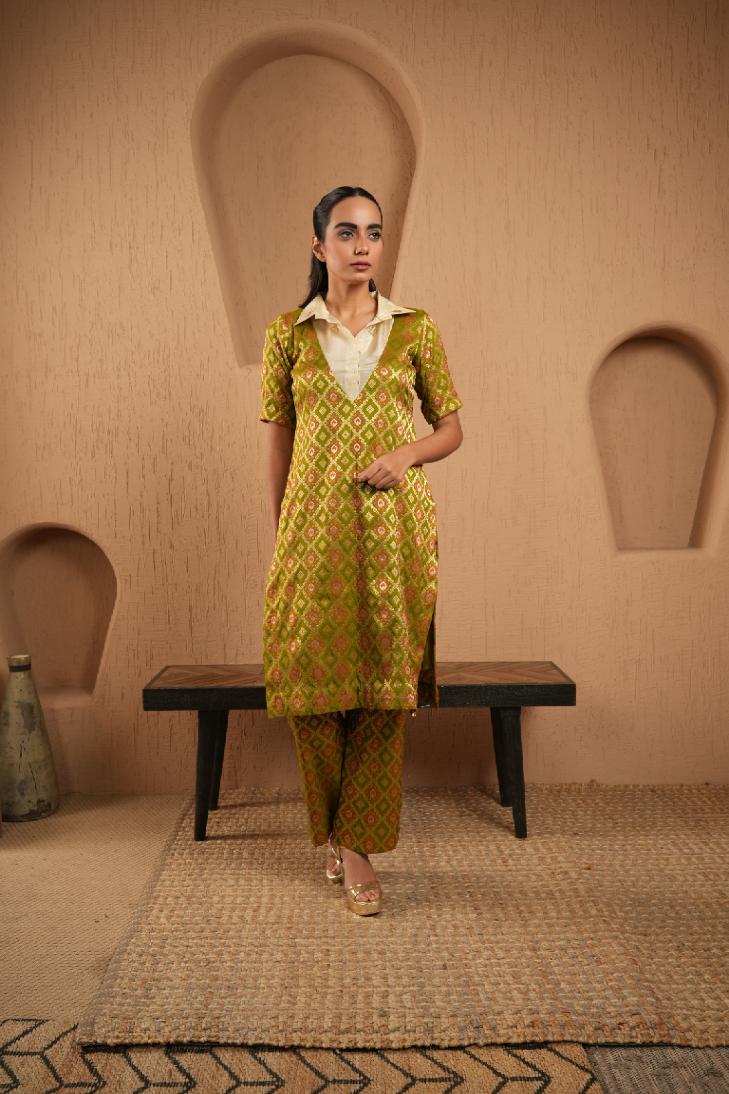Olive Green Kurta With Pants