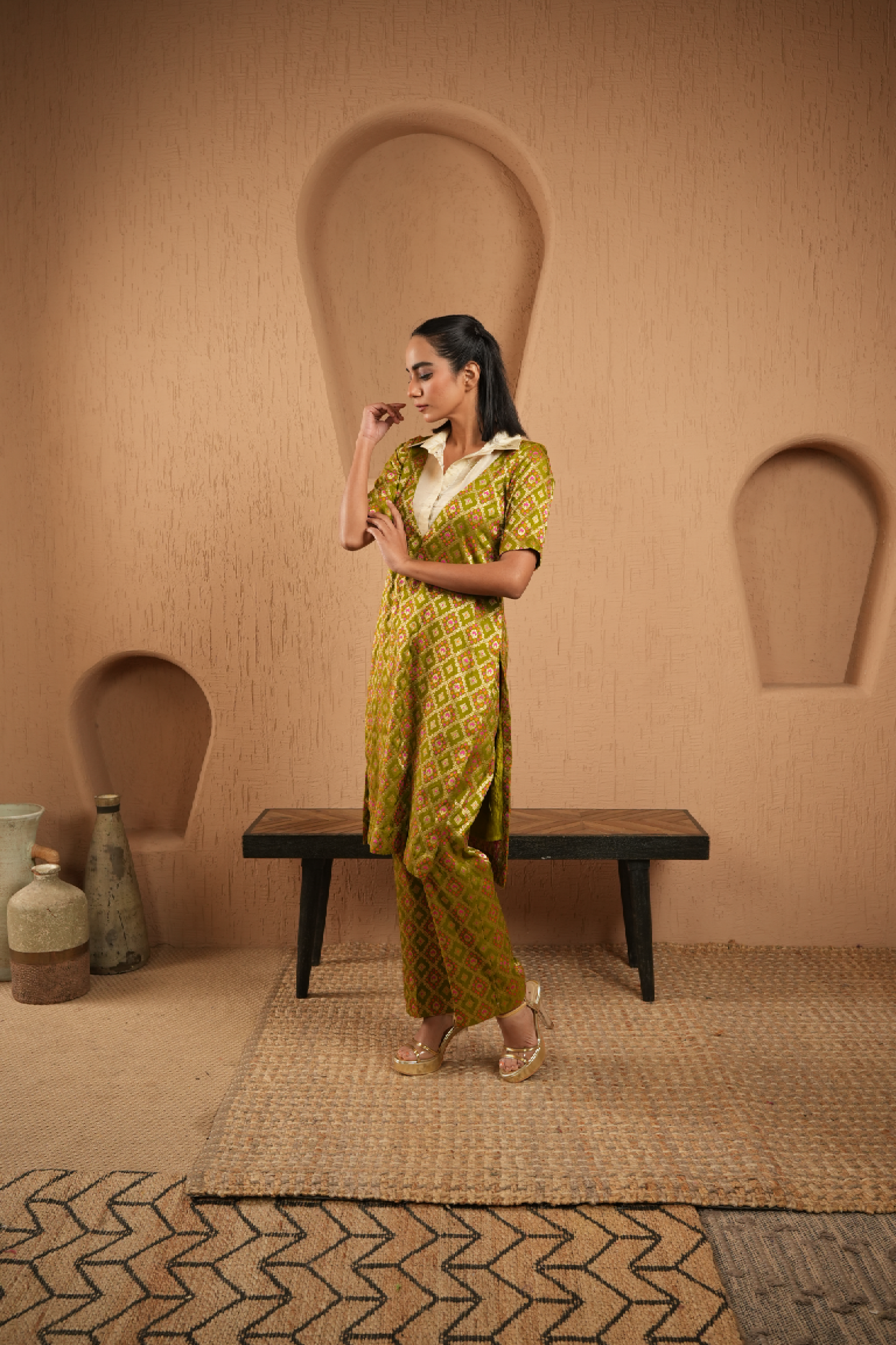 Olive Green Kurta With Pants