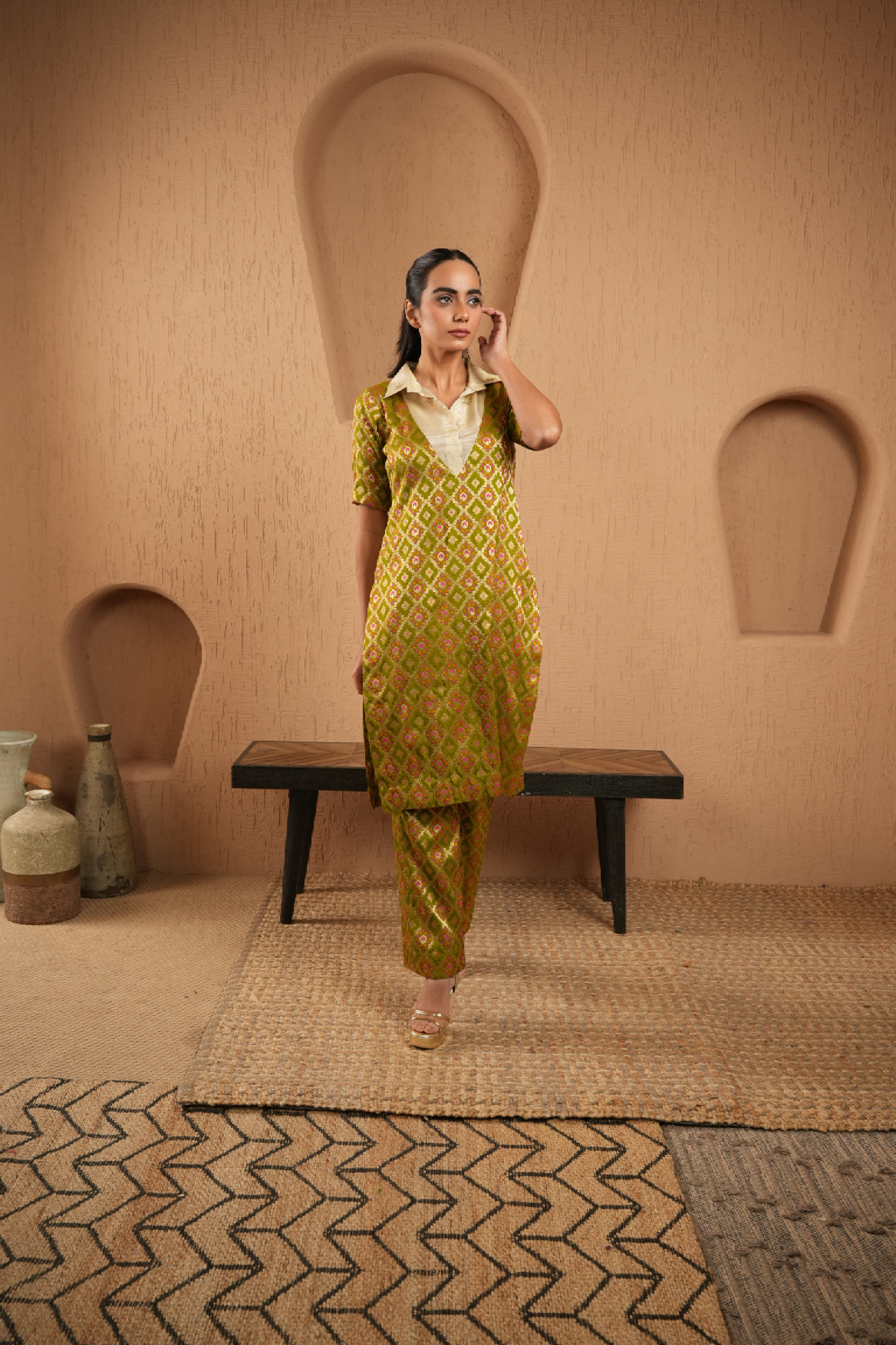 Olive Green Kurta With Pants