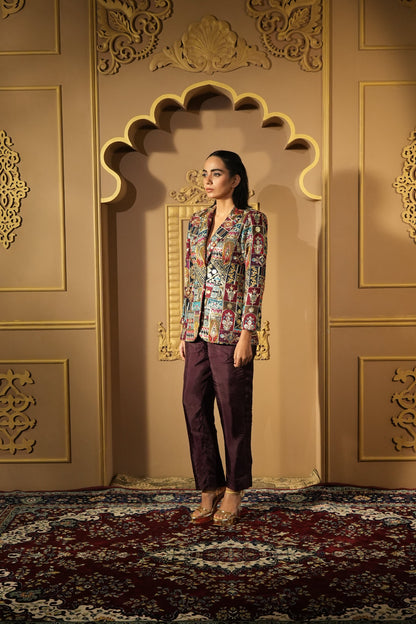 Navy Blue Zari Embroidered Blazer