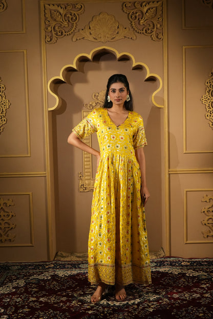 Yellow Long Anarkali Dress