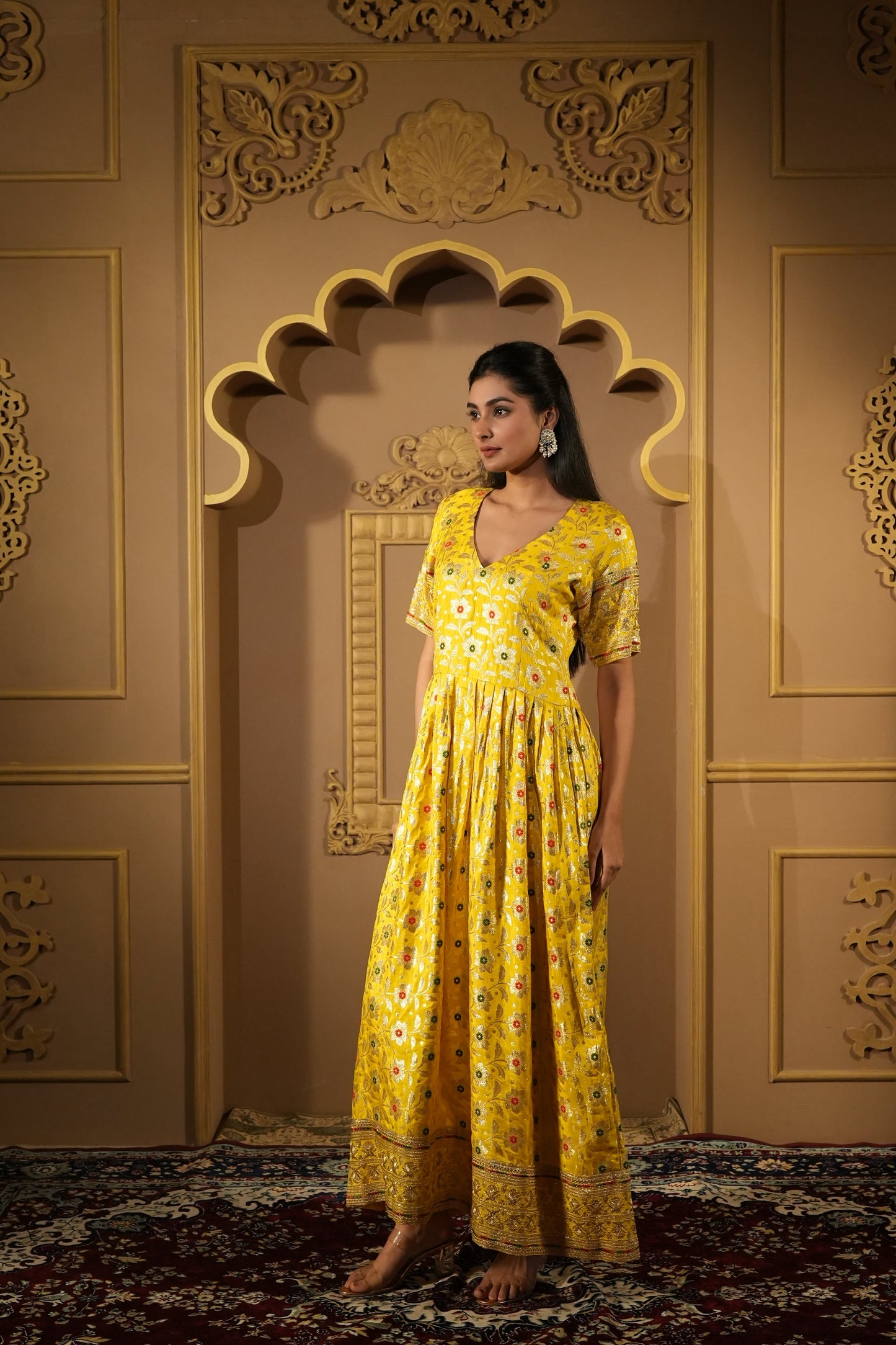 Yellow Long Anarkali Dress
