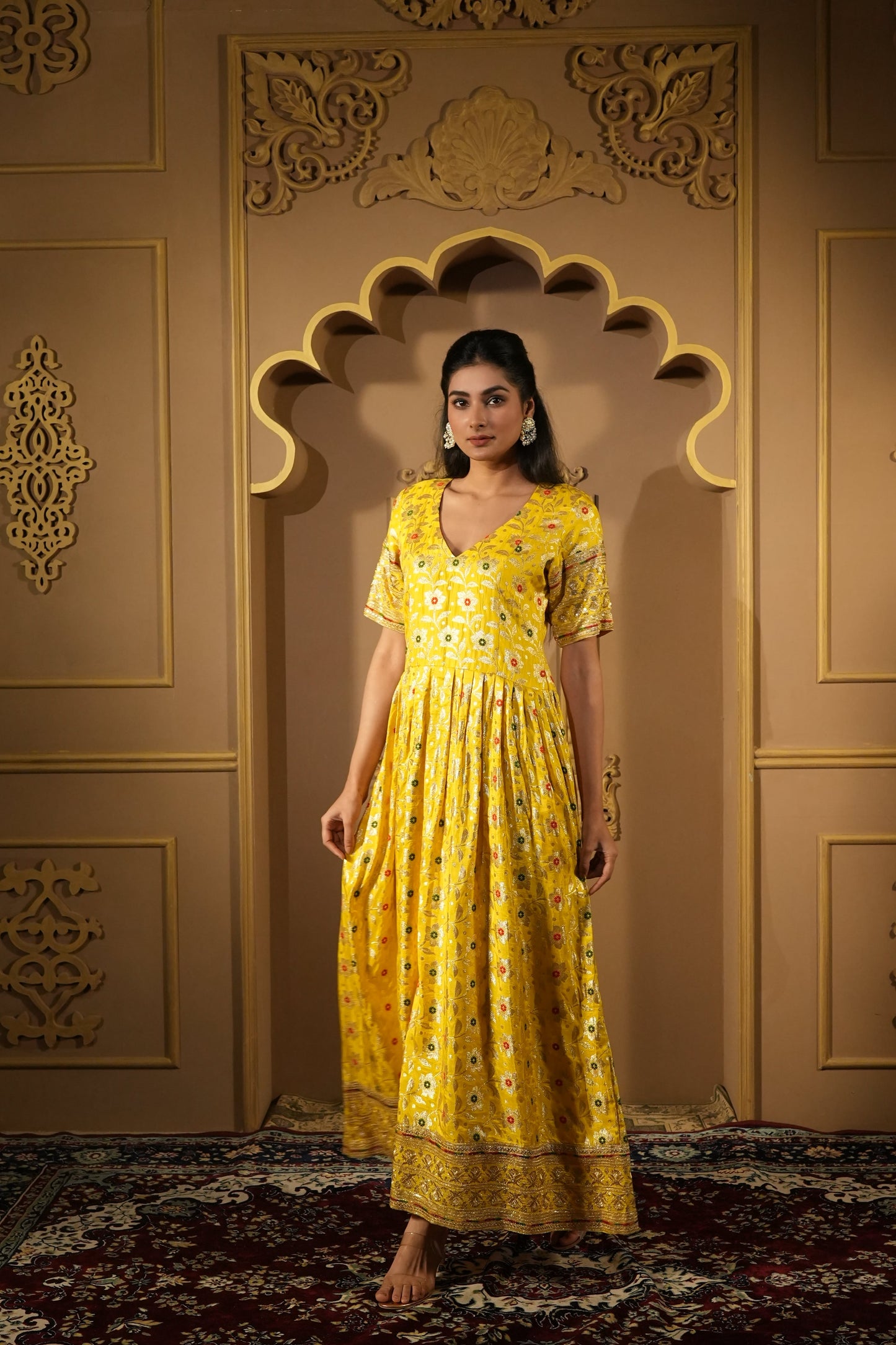 Yellow Long Anarkali Dress