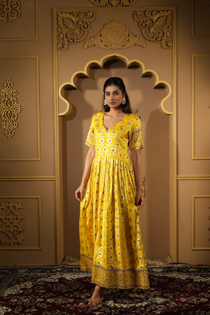 Yellow Long Anarkali Dress