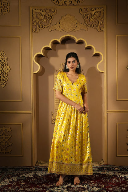 Yellow Long Anarkali Dress