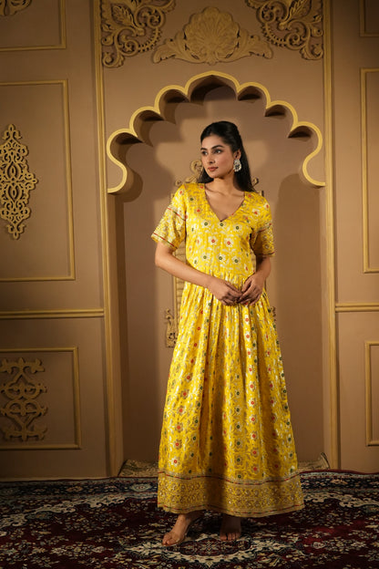 Yellow Long Anarkali Dress