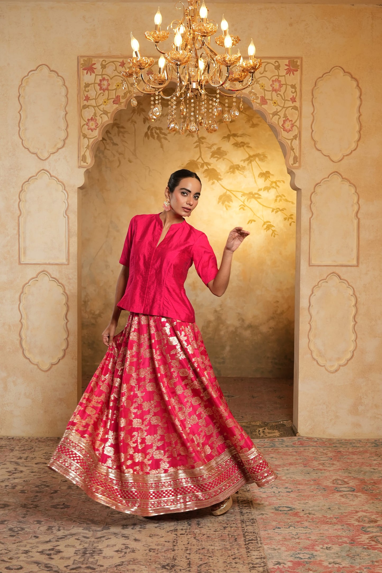 Elegant Pink Lehenga And Choli