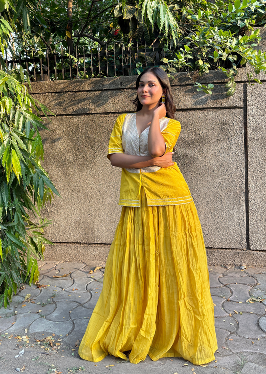 Sunshine Yellow Chanderi Lehenga & Choli