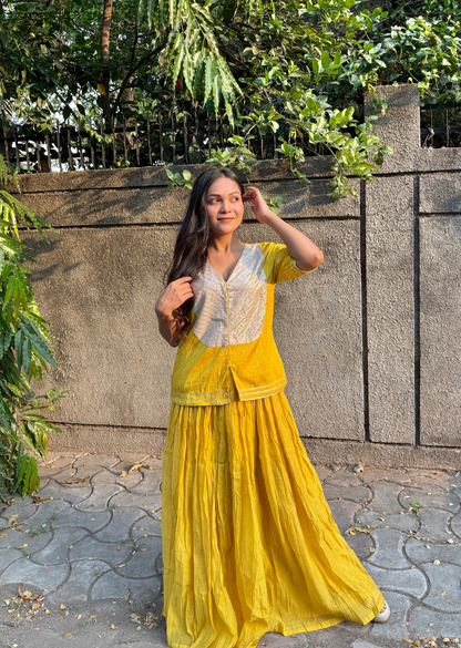 Sunshine Yellow Chanderi Lehenga & Choli
