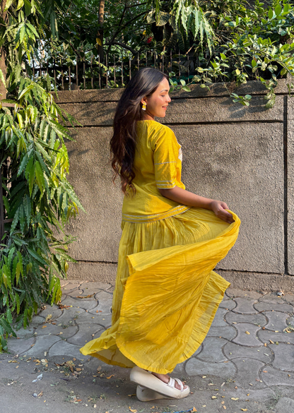 Sunshine Yellow Chanderi Lehenga & Choli