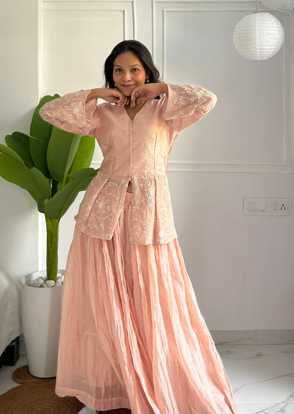 Peach Chanderi Lehenga & Choli – 2.0 Edition