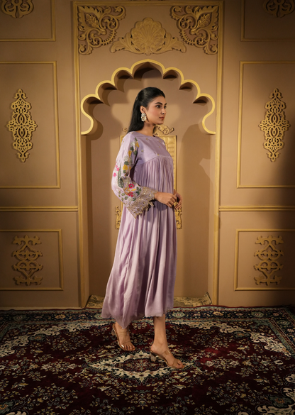 Lavender Zari Embroidered Dress