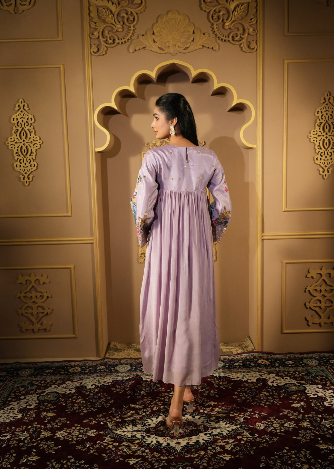 Lavender Zari Embroidered Dress