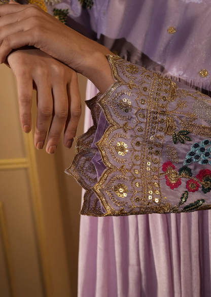 Lavender Zari Embroidered Dress