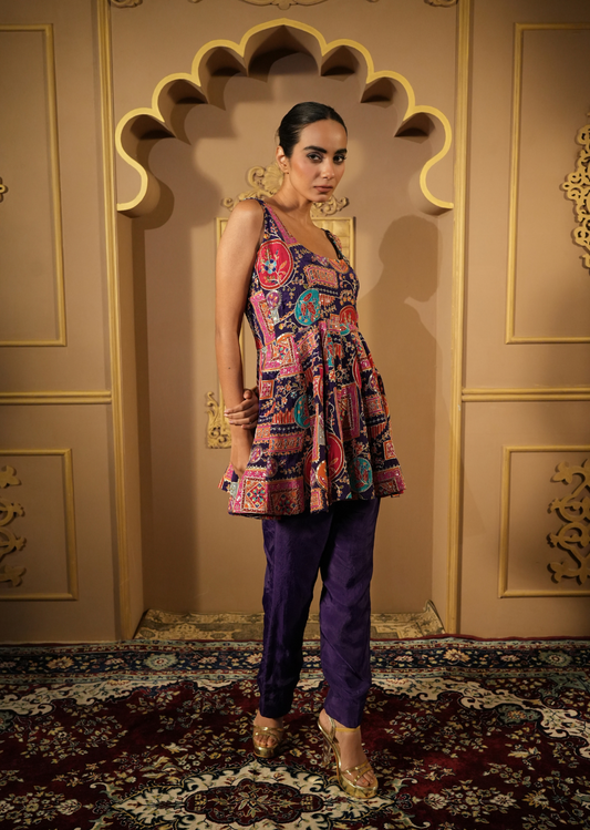 Royal Zari Ensemble Anarkali Top With Pants
