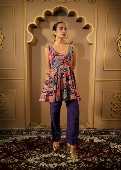 Royal Zari Ensemble Anarkali Top With Pants