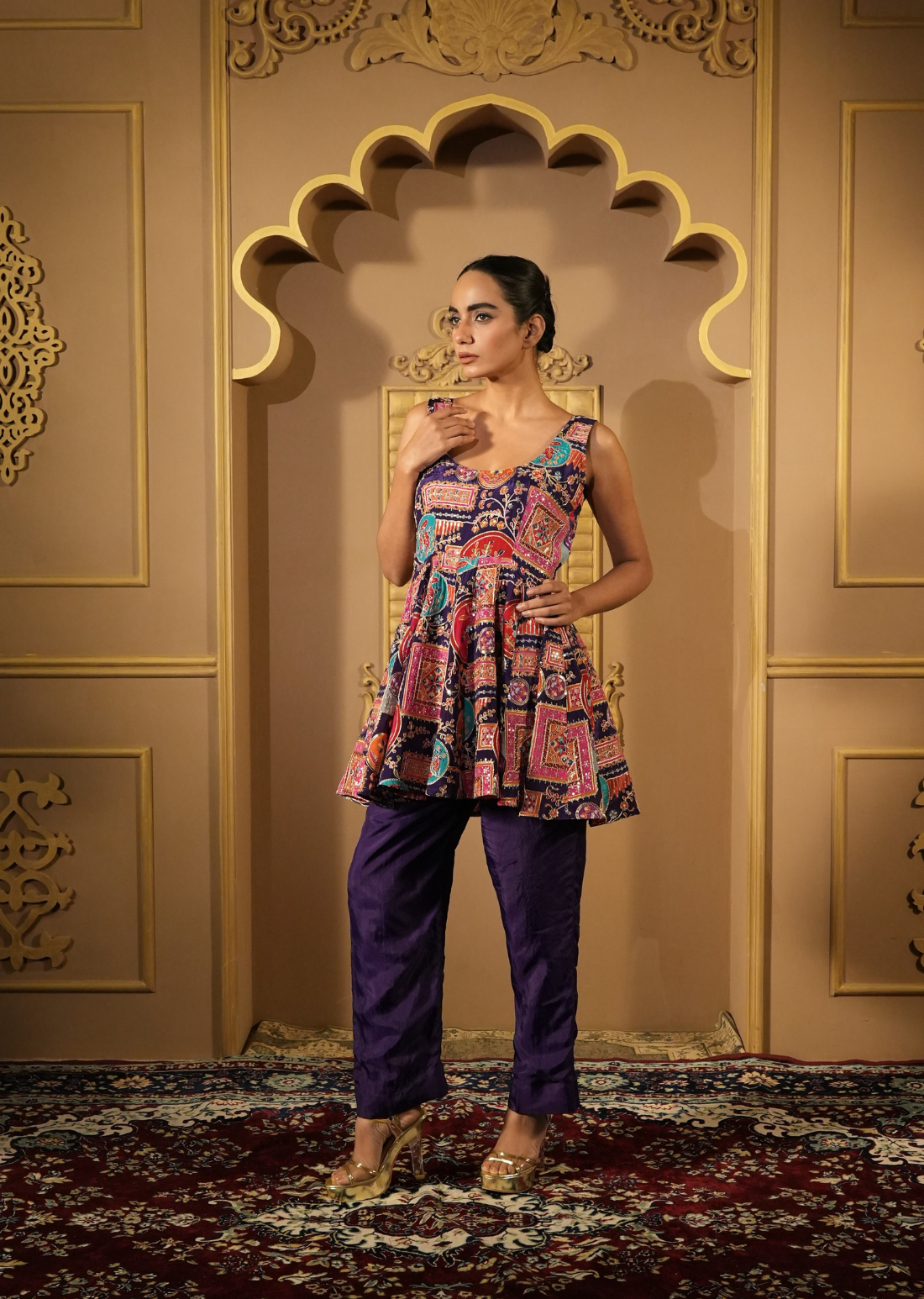 Royal Zari Ensemble Anarkali Top With Pants