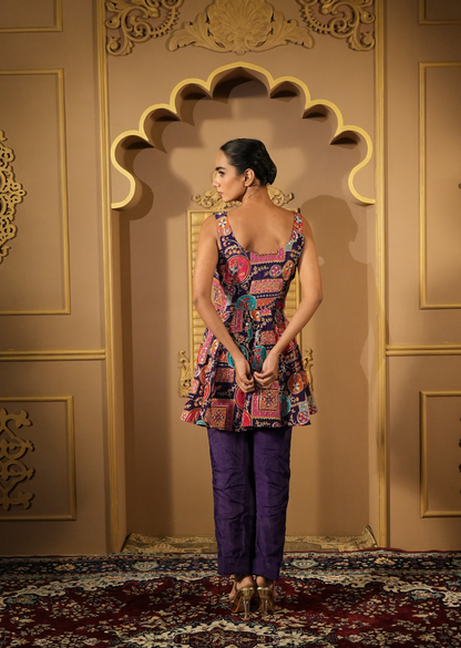 Royal Zari Ensemble Anarkali Top With Pants