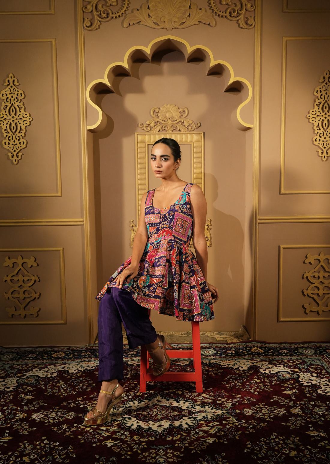 Royal Zari Ensemble Anarkali Top With Pants