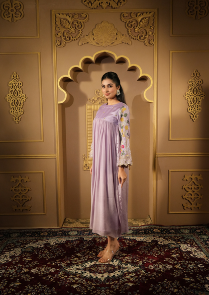 Lavender Zari Embroidered Dress
